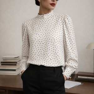 Chic Renuard White Polka Dot Blouse